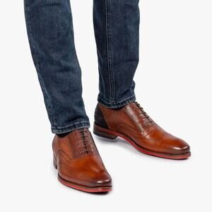 Floris van Bommel de Stapper Brown Wingtip loafers men’s Shoes size 8 cognac